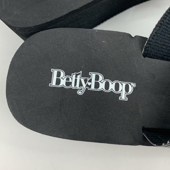 Betty Boop Sparkle rhinestone Wedge sandals Flip flop style Size 9 Red black NWT - Picture 11 of 15